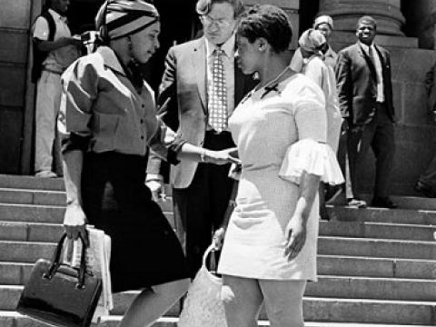 Joel Joffe and Winnie Mandela during the Rivonia Trial